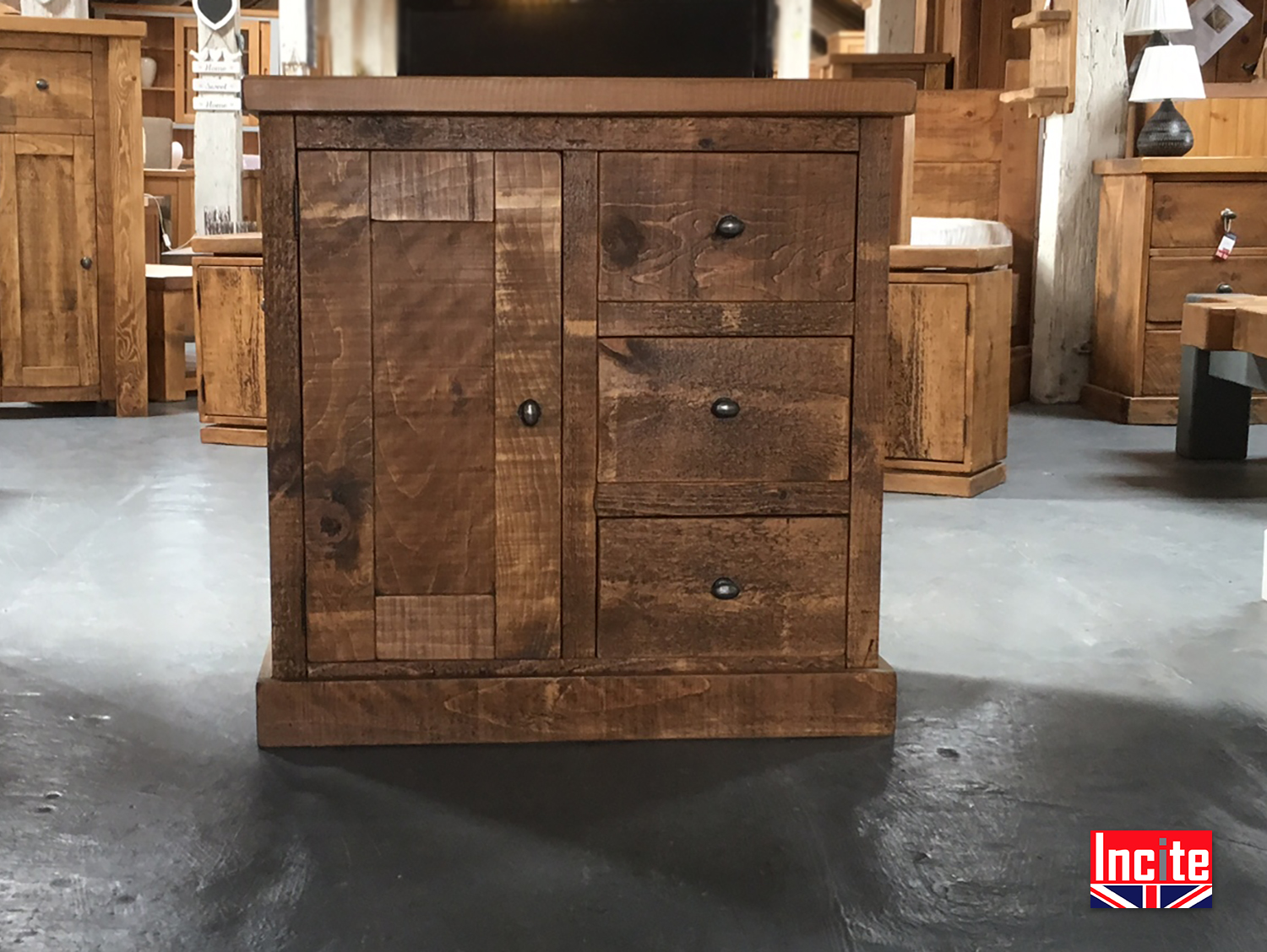 Solid Rustic Plank Pine Hallway Cupboard